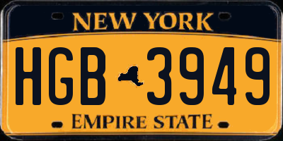 NY license plate HGB3949