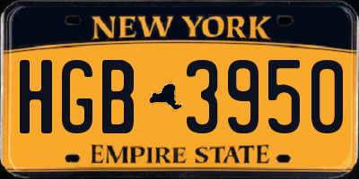 NY license plate HGB3950