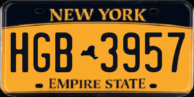 NY license plate HGB3957