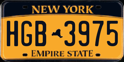NY license plate HGB3975