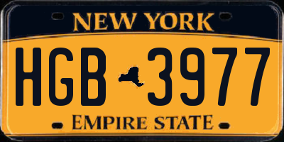 NY license plate HGB3977