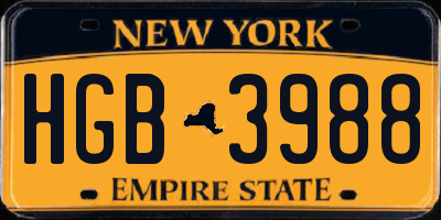 NY license plate HGB3988
