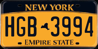 NY license plate HGB3994