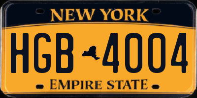 NY license plate HGB4004