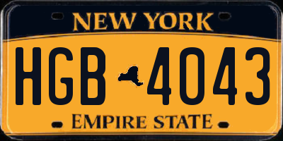 NY license plate HGB4043