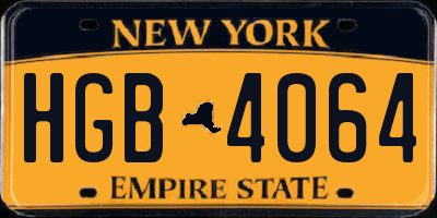 NY license plate HGB4064