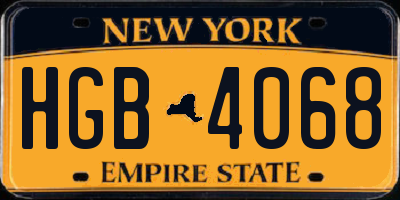 NY license plate HGB4068