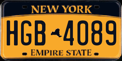 NY license plate HGB4089