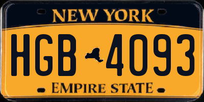 NY license plate HGB4093