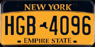 NY license plate HGB4096