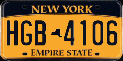 NY license plate HGB4106