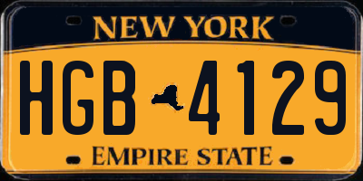 NY license plate HGB4129