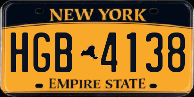 NY license plate HGB4138
