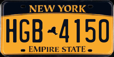 NY license plate HGB4150