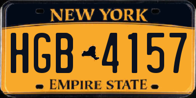 NY license plate HGB4157