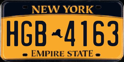 NY license plate HGB4163