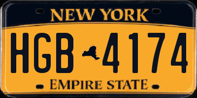 NY license plate HGB4174