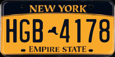 NY license plate HGB4178