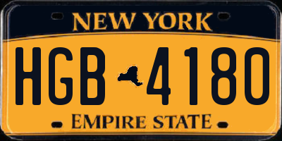 NY license plate HGB4180
