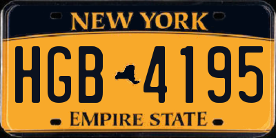 NY license plate HGB4195