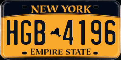 NY license plate HGB4196