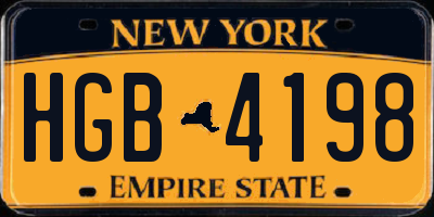 NY license plate HGB4198