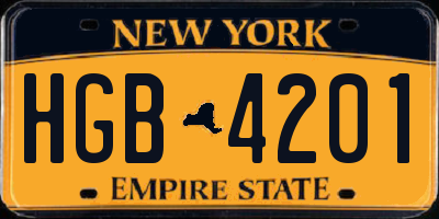 NY license plate HGB4201