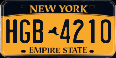 NY license plate HGB4210