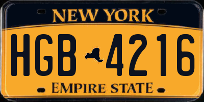 NY license plate HGB4216