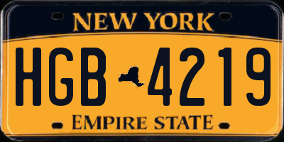 NY license plate HGB4219