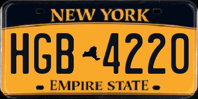 NY license plate HGB4220