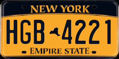 NY license plate HGB4221