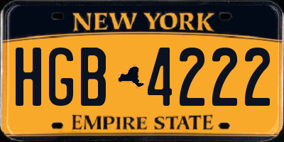 NY license plate HGB4222