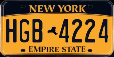 NY license plate HGB4224