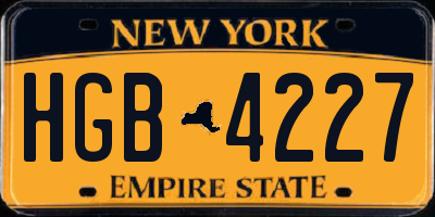 NY license plate HGB4227