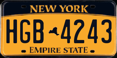 NY license plate HGB4243