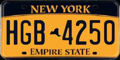 NY license plate HGB4250
