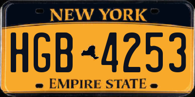 NY license plate HGB4253