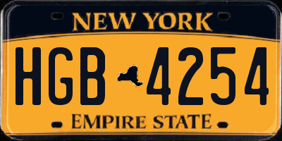 NY license plate HGB4254