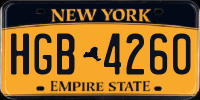 NY license plate HGB4260