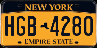 NY license plate HGB4280
