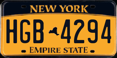 NY license plate HGB4294