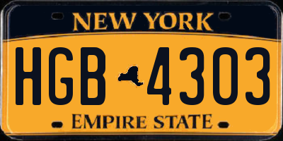 NY license plate HGB4303