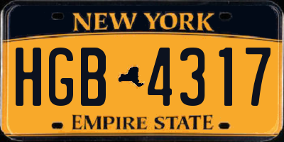 NY license plate HGB4317