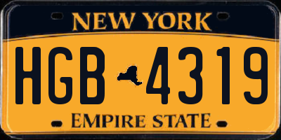NY license plate HGB4319