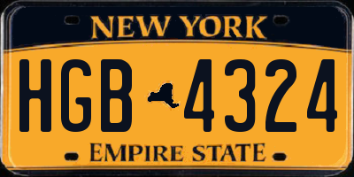 NY license plate HGB4324