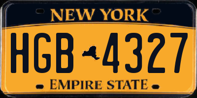 NY license plate HGB4327