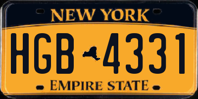 NY license plate HGB4331