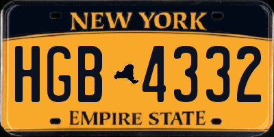 NY license plate HGB4332
