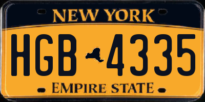 NY license plate HGB4335